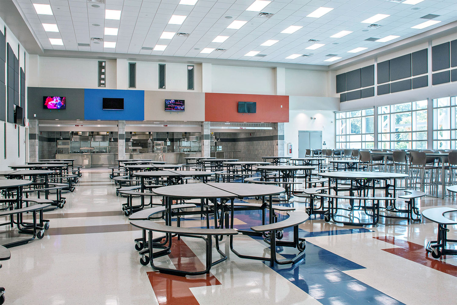 Indoor student cafeteria at Douglas Anderson School of the Arts