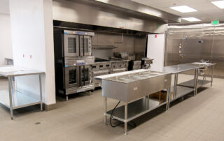 Blackberry Center kitchen area with sinks and stainless kitchen equipment