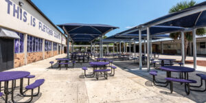 Outdoor student dining at Fletcher High School